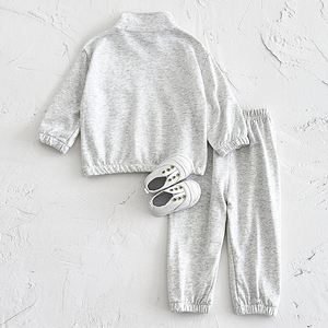 Baby Kids Solid Color Stehkragen Hoodie Passende Jogger hose Set-Baumwolle Casual Outfit 1-4Y(OEM/ODM, Großhandel) - Product Image 6