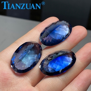 Piedra Preciosa de Zafiro Corindón Cultivado en Laboratorio, Corte Natural, Forma Ovalada, Azul Oscuro, 22*35mm, 76ct, para Joyería - Product Image 1