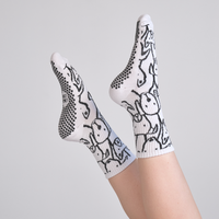 Chaussettes de yoga mi-mollet pour femmes, antidérapantes, avec motif animalier mignon, personnalisables, pour le Pilates et l'entraînement