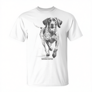 Camiseta para correr con estampado de perro de raza German Shorthaired Pointer, blanca, unisex, para adultos, cuello redondo, manga corta, impresión digital - Product Image 2