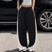 Pantalon décontracté personnalisé pour femme, coupe baril, streetwear, en molleton, taille haute, style vintage Y2K, jambe large, patchwork, baggy