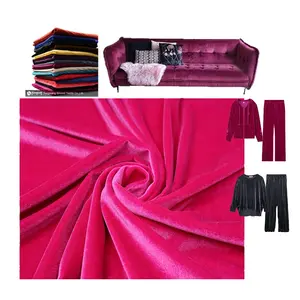 Stretch Velvet Fabric Wholesale Hometextile Velvet Sofa Fabric Polyester Elastic Fashion Silk Velvet Fabric Red Pink Stretch Korean Velvet For Clothes