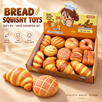 Lot de 12 jouets squishy en forme de pain, en PU souple, à remontée lente, réalistes, pour la pâtisserie, anti-stress, avec boîte de présentation