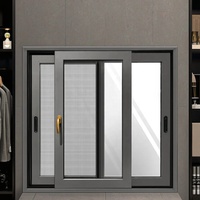 Ventanas Corredizas Horizontales de Diseño Moderno, Marco de Aluminio, Malla Magnética de Acero Inoxidable, Aislamiento Térmico, para Hotel