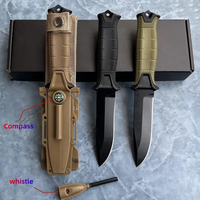 Kit de couteaux de survie multifonctionnels pour la chasse et le bushcraft en plein air avec allume-feu intégré et pierre à aiguiser, couteau tactique portable de survie