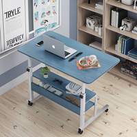 Bureau d'ordinateur moderne pour étudiant avec réglage en hauteur, plateau en bois et roulettes mobiles – Support pour ordinateur portable pas cher en promotion