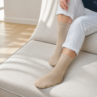 Chaussettes classiques de haute qualité, douces, tricotées, à côtes verticales, respirantes, durables, avec semelle coussinée