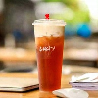 Gobelets en plastique jetables de 16oz avec couvercles, design à paroi unique, pour emballage, thé au lait, dessert, collation ou boisson, logo personnalisable