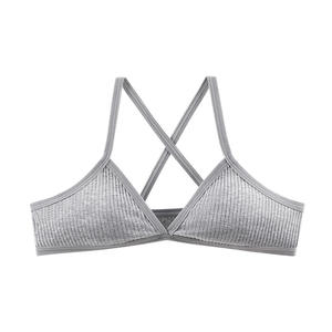 Soutiens-gorge en coton confortables pour femmes, style sport fin, bralette sans doublure, sexy, décolleté profond en V, bonnet triangulaire, dos croisé, camisoles sans couture - Product Image 4