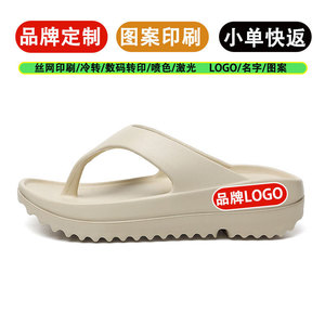 Custom Logo Plush Platform Flip Flops Women Summer Beach Outdoor Sandals White Black Green Toe <b>Clip</b> Style - Product Image 3