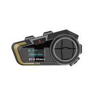 Casque de moto avec talkie-walkie bidirectionnel, casque Bluetooth pour moto, communication 2 motards sur 1000 m, casque portable FM