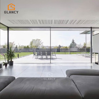 Porte coulissante en aluminium à cadre ultra fin moderne sur mesure, verre trempé, garantie 5 ans pour hôtel, villa, balcon/terrasse extérieur