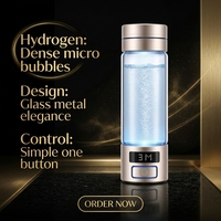 Bouteille d'eau hydrogénée portable 6000 Ppb, gobelet en verre SPE PEM, rechargeable par USB, pour les voyages et la maison