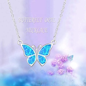 สร้อยคอผีเสื้อโอปอลเงินสเตอร์ลิง925สำหรับ<span class=keywords><strong>วัน</strong></span>วาเลนไทน์วันหยุดคริสต์มาสของขวัญ<span class=keywords><strong>วัน</strong></span>เกิด - Product Image 4