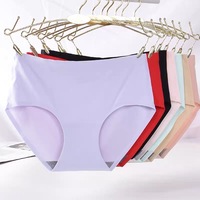 Ropa interior de una pieza para mujer, bragas de cintura media sin costuras, bragas suaves de seda de hielo
