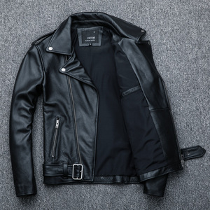 Chaqueta de cuero para hombre de alta resistencia, estilo urbano, con diseño de corazón y huesos en patchwork, de piel de vacuno, tipo bomber con ribetes acanalados - Product Image 2