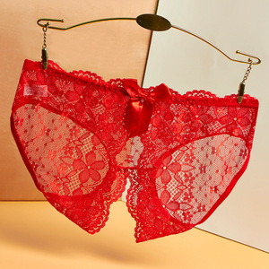 Braguitas sexys transparentes de encaje hueco sin costuras de fácil extracción para mujer de talla grande, ropa interior íntima femenina - Product Image 3