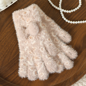Gants en <span class=keywords><strong>mohair</strong></span> jacquard léopard pour femme, avec logo personnalisé, en acrylique, confortables et élégants, fabriqués en usine depuis 17 ans - Product Image 5