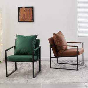 Sillón Individual de Estilo Nórdico con Estructura de Hierro y Cojín Suave para Sala de Estar - Product Image 1