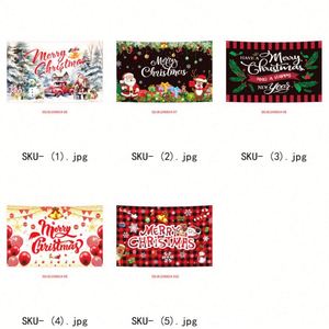 Drapeaux de Noël imprimés en gros, Bonhomme de neige, Renne, Cadeaux, 3x5 pieds, Bannière extérieure en polyester durable - Product Image 4