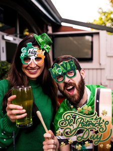 ハッピー聖パトリックの日装飾メガネフレームグリーンハットクローバープラスチック眼鏡フレームアイルランドの日フェスティバルパーティーアクセサリー - Product Image 4