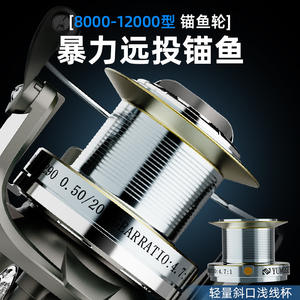 รอกตกปลา JQWBJASBDJA820 รอกโลหะสำหรับตกปลาด้วยเหยื่อปลอม อัตราทดเกียร์ 4.7:1 สำหรับมือขวา เหมาะสำหรับตกปลาทะเลและเรือ - Product Image 4