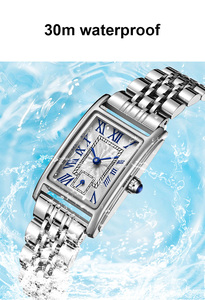 <span class=keywords><strong>Orologio</strong></span> al Quarzo da <span class=keywords><strong>Donna</strong></span> con <span class=keywords><strong>Cinturino</strong></span> in <span class=keywords><strong>Pelle</strong></span> e Cassa in Acciaio Inossidabile, Impermeabile, Design alla Moda, Quadrante Quadrato, Logo OEM, Stile Retrò ed Elegante - Product Image 5