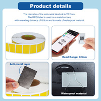 Autocollant RFID anti-effraction 13,56 MHz de taille personnalisée, étiquette NFC anti-métal Ntag213 pour la gestion des actifs