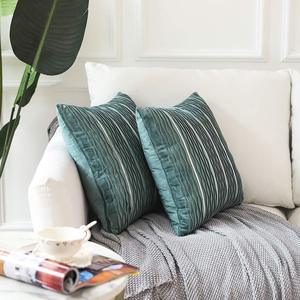 Vente <span class=keywords><strong>en</strong></span> gros de taie d'oreiller ondulée avec bandes de <span class=keywords><strong>cuir</strong></span>, housse de coussin <span class=keywords><strong>en</strong></span> velours <span class=keywords><strong>pour</strong></span> <span class=keywords><strong>canapé</strong></span>, salon, décoration 18*18 pouces - Product Image 5