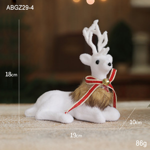 Adorno Navideño <span class=keywords><strong>de</strong></span> Reno Blanco Flocado al por Mayor con Diseño <span class=keywords><strong>de</strong></span> Lazo y Campana para Decoración <span class=keywords><strong>de</strong></span> Mesa y Ventana, Personalización Aceptable - Product Image 5