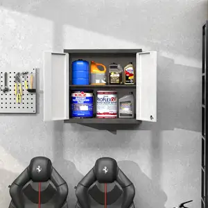 Металлический Настенный Шкафчик для гаража, стальной подвесной шкаф для хранения инструментов с откидными дверями для подвала, кухни, склада