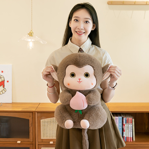 En gros, Peluches mignonnes singe tenant une pêche, <span class=keywords><strong>3</strong></span> couleurs, pour machine à griffes, cadeaux d'anniversaire pour enfants et décoration intérieure - Product Image 6
