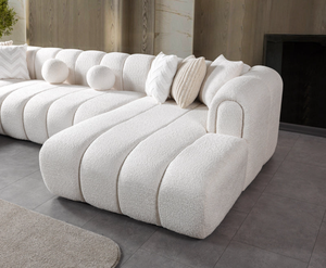 Canapé sectionnel moelleux en tissu bouclé en forme de U, style minimaliste, mobilier de salon, vente en gros, achat en vrac - Product Image 2