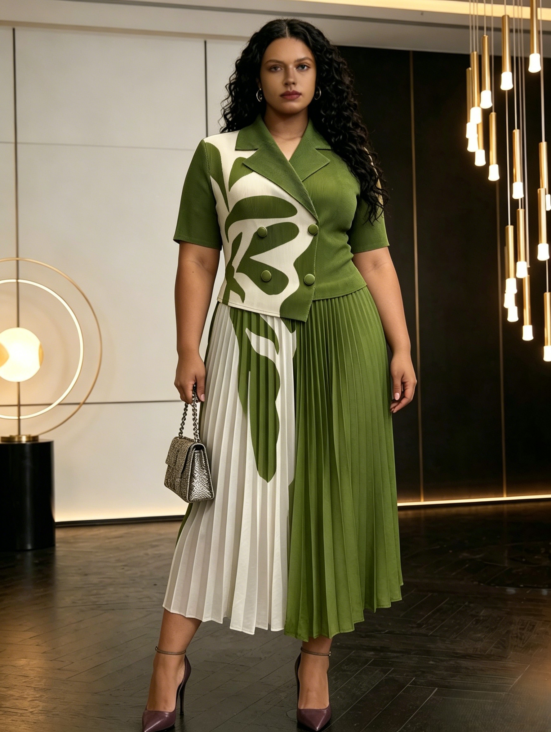 Green Dress - Green White Dress - Elegant & Breathable