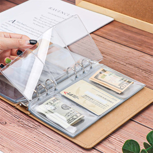 Pasta Organizadora Transparente de PVC Tamanho A6 para Dinheiro e Orçamento, com Bolsos Expansíveis para Cartões e Envelope com Zíper de <span class=keywords><strong>6</strong></span> Furos - Product Image 4