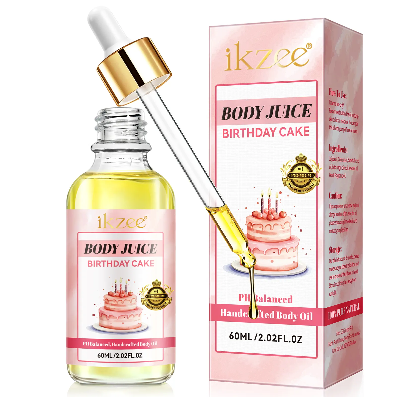 IKZEE birthday cake anti aging 60ml custom body organic essential oils wholesale,perfume fragrances scented body juice oil