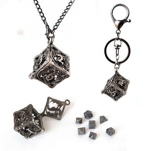 תיבת מתכת d20 קריאייטיב + 7pcs מתכת dnd קוביות שרשרת סט משחק לוח נייד מיני ערכת קיט תכשיטים אופנה צד - Product Image 5