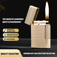 Accessoires pour fumeurs : Briquet à flamme nue en métal personnalisé avec meule, rechargeable au butane, idéal pour cadeau d'affaires