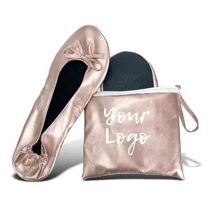 Giày Bệt Nữ Ballerina OEM Giày Gấp Được Quà Tặng Khuyến Mãi Tùy Chỉnh Giày Bệt Ba Lê Cuộn Lên Kèm Túi Xách