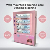 Distributeur mural de serviettes hygiéniques et lingettes humides à 8 compartiments avec acceptation de cartes/QR/code et monnaies, température ambiante