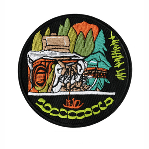 Personalização <span class=keywords><strong>Patch</strong></span> Fabricante Moda Padrão Forma Redonda Emblema Bordado Chapéu Custom Designer Ferro em Patches para Vestuário - Product Image 6