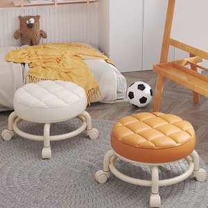 Swivel <b>Caster</b> Stool With <b>Wheels</b> Tiled Seat Silent <b>Casters</b> Low Stool For Toddlers Learning To Walk Four Wheeled Stool - Product Image 1