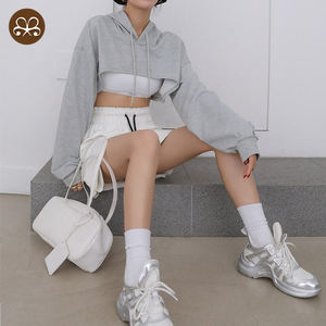 Custom Cotton Terry coulisse <span class=keywords><strong>moda</strong></span> <span class=keywords><strong>giovani</strong></span> ragazze Pullover <span class=keywords><strong>felpe</strong></span> vestiti Sexy donne Crop <span class=keywords><strong>felpe</strong></span> con cappuccio - Product Image 5