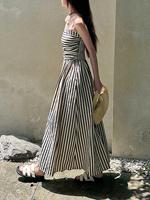 Robe longue décontractée et élégante pour l'été, nouvelle conception à rayures, taille unique, tissée et lavable