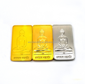 Lingot métallique rectangulaire écologique avec logo Bouddha indien personnalisé WD, 1 once, bronze bouddhiste, cuivre plaqué argent - Product Image 4