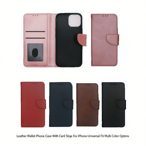 Funda de cuero para teléfono con ranuras para tarjetas para iPhone, ajuste universal, opciones multicolor - Product Image 2