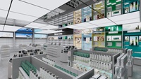 Étagère de présentation cosmétique en métal sur mesure avec armoire de rangement inférieure, éclairage LED, gondole de magasin de beauté, service de conception 3D gratuit