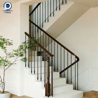 Escalier droit suspendu Prima avec support dissimulé, marches en bois étanches, style américain, pour intérieur