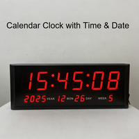 Horloge murale numérique électronique à LED GANXIN de 3 pouces avec affichage de la date, du jour et du calendrier pour la maison, le bureau, l'église, la gare, l'hôpital