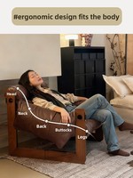 Sofa |   Einzelner Sessel Jersey PU Mid-Century Modern Wohnzimmer Lässiger Stil Einfache Montage Massivholzbeine 3A-Qualität Wohnmöbel
